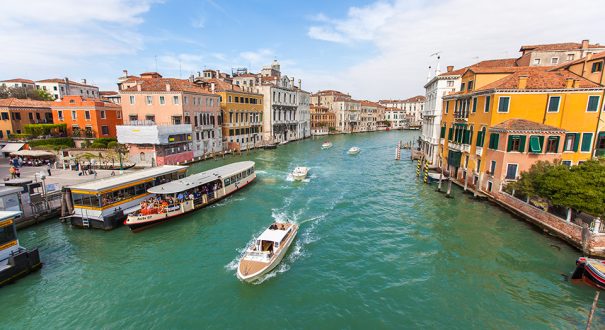 Water-traffic on Grand Canal in Venice