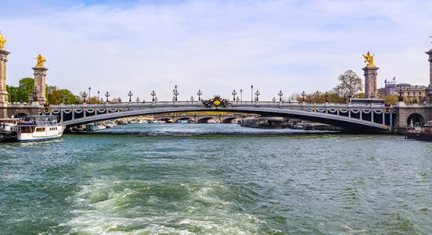 Historic bridge (Pont Alexandre III) over the River Seine in Paris France